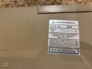 VINTAGE COMMODORE 64 COLOR PERSONAL COMPUTER with power cord - read 7