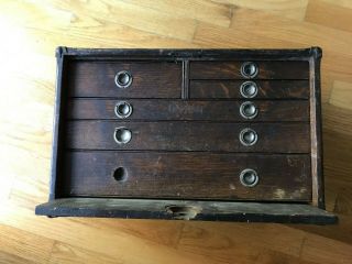 Antique Vintage Machinist Wood Chest Box Full Of Lathe Mill Tools