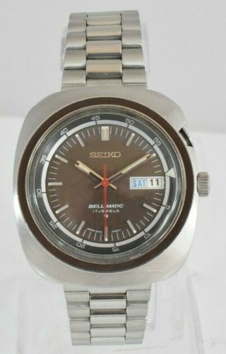 Rare Brown Seiko Bell - Matic Steel Automatic Alarm Mens Watch 4006 - 6020 C.  1970s