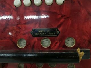 Vintage 1940s Scholer Concertina Red Pearlescent Accordion Hand Organ 5