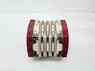 Vintage 1940s Scholer Concertina Red Pearlescent Accordion Hand Organ 6