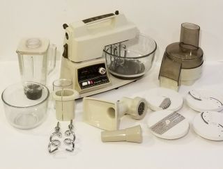 Oster Kitchen Center Mixer 10 Speed Blender Processor Grinder Vintage - Full Set