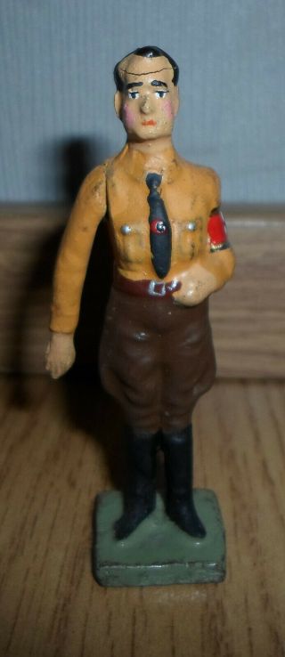 Extremely Rare German Leader Figure Brown Uniform Movable Arm - Wwii