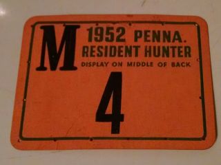 Low Single Digit 1952 Pa Pennsylvania Penna Hunting License