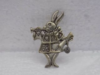 Sterling Silver Marked Mfa 925 Alice In Wonderland White Rabbit Brooch