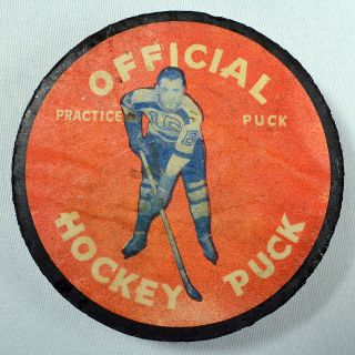 VINTAGE BOSTON BRUINS MILT SCHMIDT OFFICIAL PRACTICE HOCKEY PUCK CIRCA 1950 RARE 5