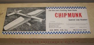 Vintage Sig Mfg.  Co.  “chipmunk” Control Line Model Airplane Kit