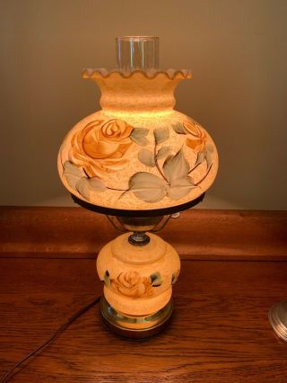 Vintage Hand Painted 3 Way Desk Table Gone With The Wind Hurricane Parlor Lamp