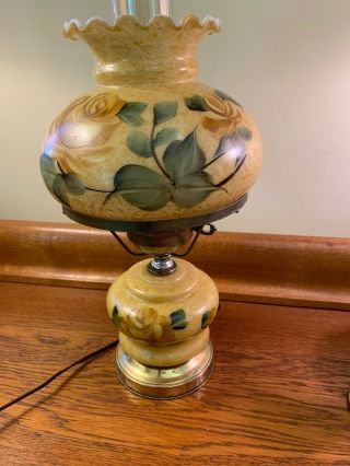 Vintage Hand Painted 3 Way Desk Table Gone With The Wind Hurricane Parlor Lamp 5