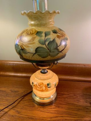 Vintage Hand Painted 3 Way Desk Table Gone With The Wind Hurricane Parlor Lamp 6