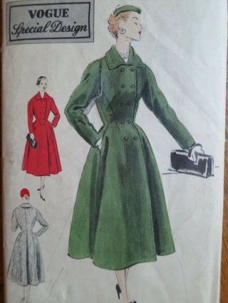 Vogue Special Design S 4373 Vintage Sewing Coat Pattern Sz 18 Bust 36 50s 1950s