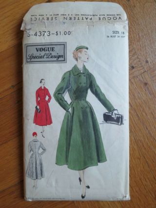 Vogue Special Design S 4373 Vintage sewing coat pattern sz 18 Bust 36 50s 1950s 2