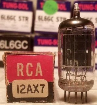 Rca 12ax7 Long Black Plate D Getter Vintage Vacuum Tube