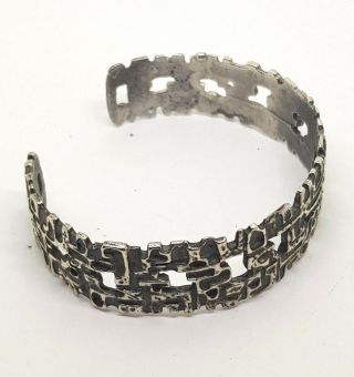 Israel Brutalist Modernist Sterling Silver 925 Bracelet Bangle RARE 3