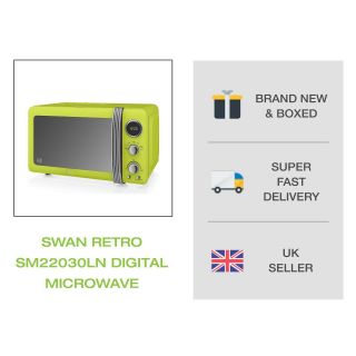 Swan Retro SM22030LN Digital Microwave,  20L,  800W - Vintage Lime 7