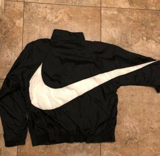 Rare Vintage 90s Nike Windbreaker Jacket Size S Big Swoosh Black Andwhite Check