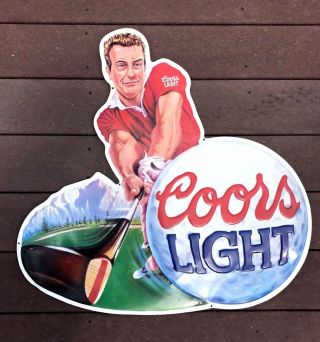 Vintage Tin Metal Coors Light Golf Beer Sign Man Cave 28x28 Rare 1995