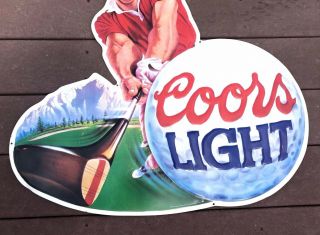 Vintage Tin Metal Coors Light Golf Beer Sign Man Cave 28x28 RARE 1995 4