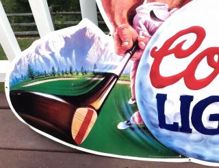 Vintage Tin Metal Coors Light Golf Beer Sign Man Cave 28x28 RARE 1995 6