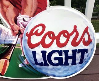 Vintage Tin Metal Coors Light Golf Beer Sign Man Cave 28x28 RARE 1995 7
