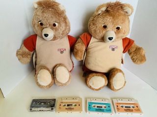 Vintage 1984 - 1985 2 Teddy Ruxpin With 3 Books & Tapes Bear In