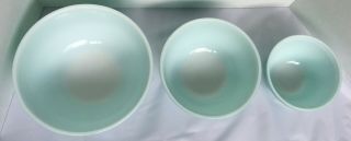 Set of 3 Vintage Pyrex Turquoise Aqua Blue Mixing Nesting Bowls 401,  402,  403 4