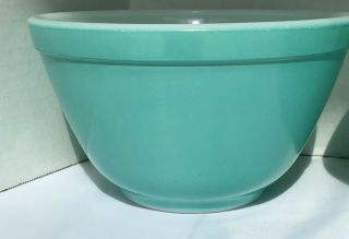 Set of 3 Vintage Pyrex Turquoise Aqua Blue Mixing Nesting Bowls 401,  402,  403 7