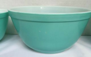 Set of 3 Vintage Pyrex Turquoise Aqua Blue Mixing Nesting Bowls 401,  402,  403 8