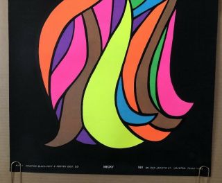 Mecky Hair Vintage Houston Blacklight Poster Psychedelic Pin - Up 1969 4