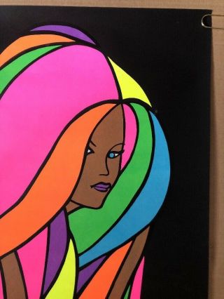 Mecky Hair Vintage Houston Blacklight Poster Psychedelic Pin - Up 1969 6