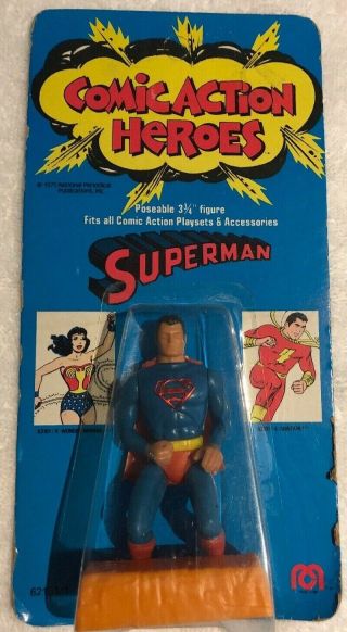 Vintage 1975 Mego Comic Action Heroes Superman 3 - 3/4 " Poseable Af Pkg