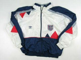 England Umbro Vintage Football Jacket Track Top 1990 Italia 90 World Cup Medium