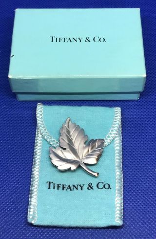 Tiffany & Co.  Sterling Silver.  925 Maple Leaf Brooch Pendant Pin