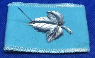 Tiffany & Co.  Sterling Silver.  925 Maple Leaf Brooch Pendant Pin 4