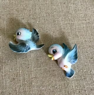 Vintage Lefton Baby Bluebird Wall Plaques 1957