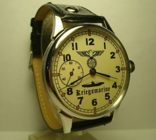 Molnija Molnia Kriegsmarine Mens Wrist Watch Open Face 18 Vintage Gift For Men