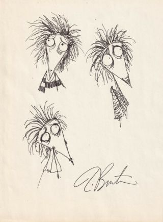 Tim Burton Artwork Vincent Signed Autograph With - Rare Find