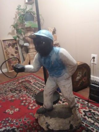 Oringinal Cement Antique Vintage Lawn Jockey Hiching Post.  Rare,  Hard To Find.