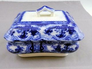 Rare Staffordshire Kyber Flow Blue 3 Piece Soap Dish By Adams Cond