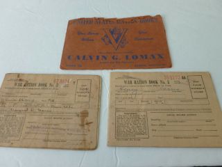 Ww Ii War Ration Books No.  3 With Coupons,  Ration Book Lomax Advertising Holder