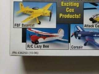 Rare Vintage Cox 4080 E - Z Flyer Piper Comanche,  Control Line Model Airplane Kit 4