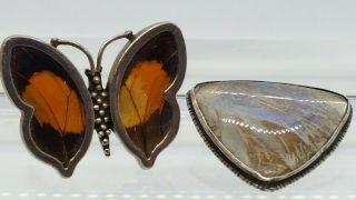 Vintage Sterling Silver Butterfly Wings Ring & Brooch