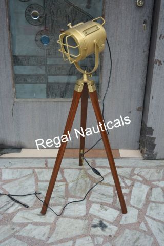 Vintage Marine Search Light Floor Lamp Nautical Spot Studio Tripod Floor Lamps