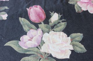 Vintage Barkcloth Era Rose Bouquet Printed Cotton Fabric Panel c1940s 83 