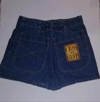 Cross Colours Vintage High Waist Denim button front Shorts Sz 9/10 2