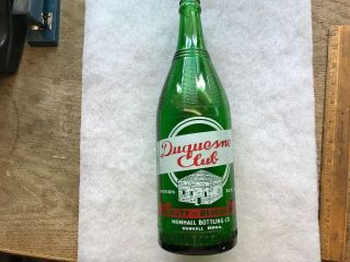 Duquesne Club Beverages Vintage Quart Soda Bottle,  Munhall,  Penna.