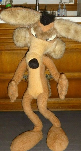 Vintage Wile E Coyote Large Plush Stuffed Warner 1971 Mighty Star Looney Tunes