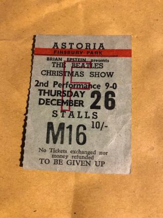 The Beatles Ticket Stub 1963.  Astoria.  Collectable,  Vintage.  Vgc