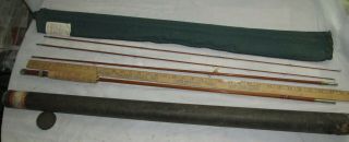 Vintage 4pc Heddon Split Bamboo Fly Fishing Rod Tube Sock 8 8 1/2 