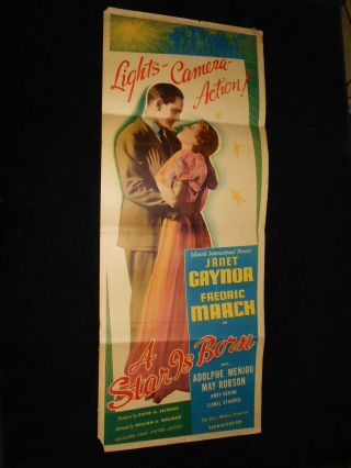 A Star Is Born Janet Gaynor Fredric March 1937 Insert Poster Vintage